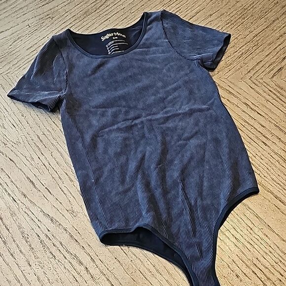 Charcoal ribbed bodysuit size S/M - Picture 8 of 8